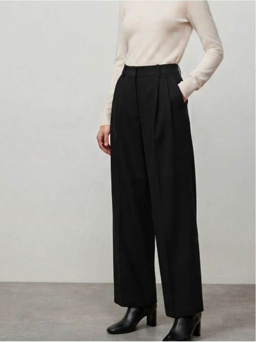 Aritzia Babaton Wide Black Leg Pleated Professional Office Pants Size 2 WorkWear